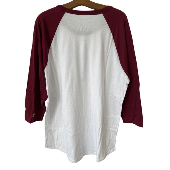 Homefield Raglan Baseball T Shirt Men XXL White Maroon Cotton Poly Basic Tee NEW - Picture 2 of 5